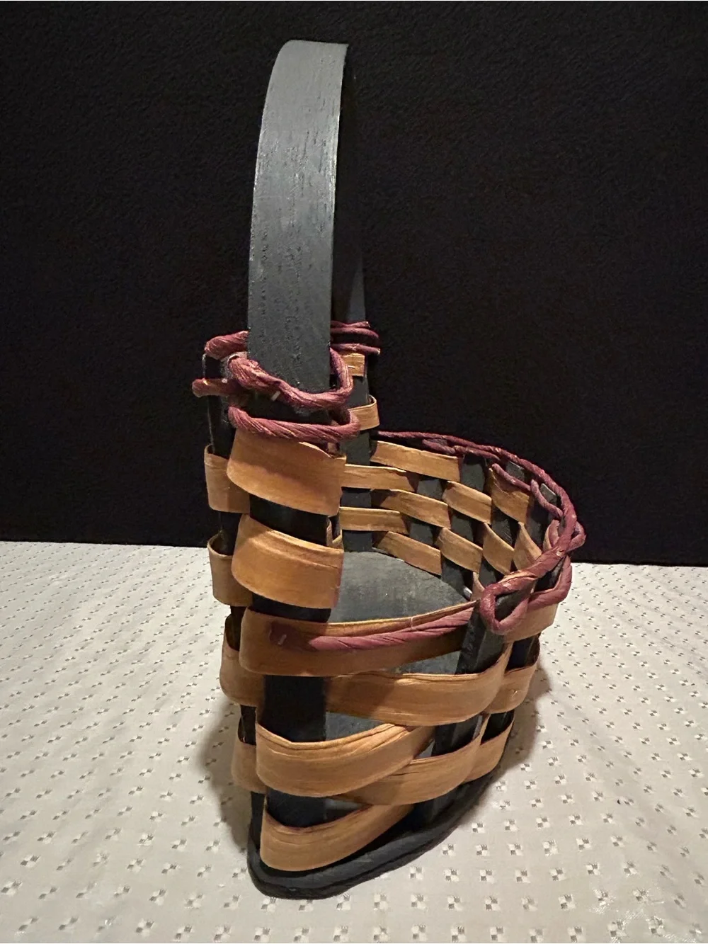 Handcrafted Basket Made In Michigan Free Standing Or Wall Hanging with Handle